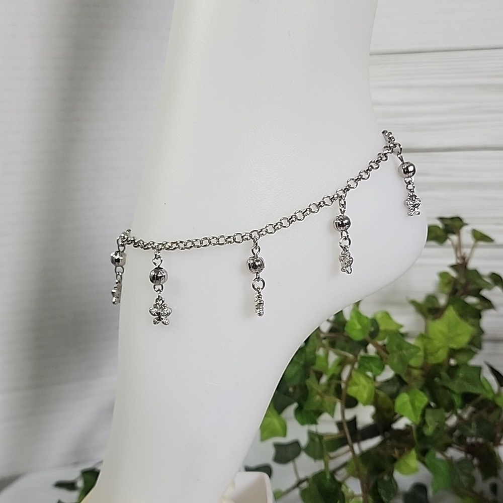 Silver Stainless Steel Ankle Bracelet Butterfly Charm Anklet